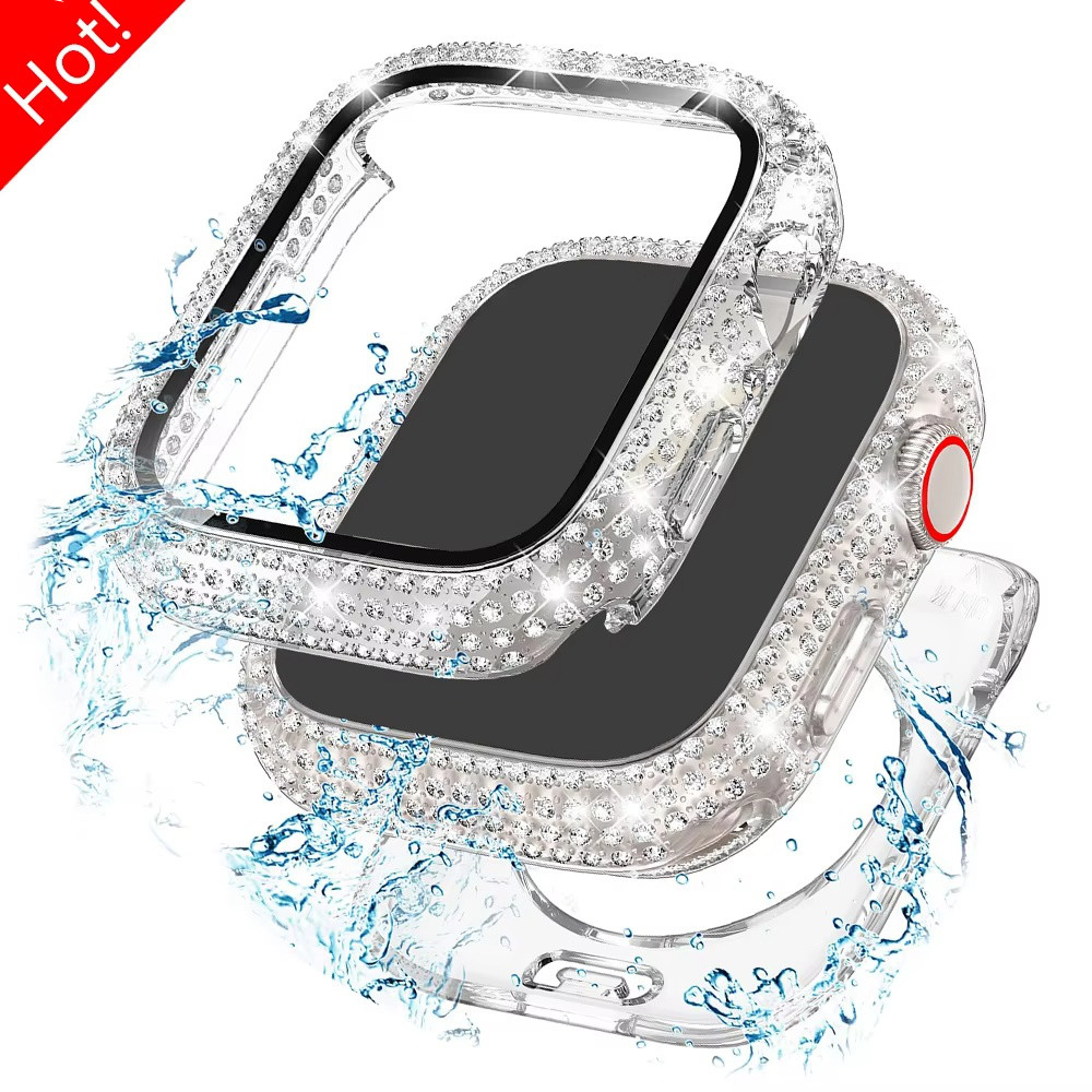 Diamond Full Coverage Tempered Glass Cover สําหรับ Apple Watch 10 46 มม.42 มม.9 8 7 6 SE 41 มม.45 มม.40 มม.44 มม.