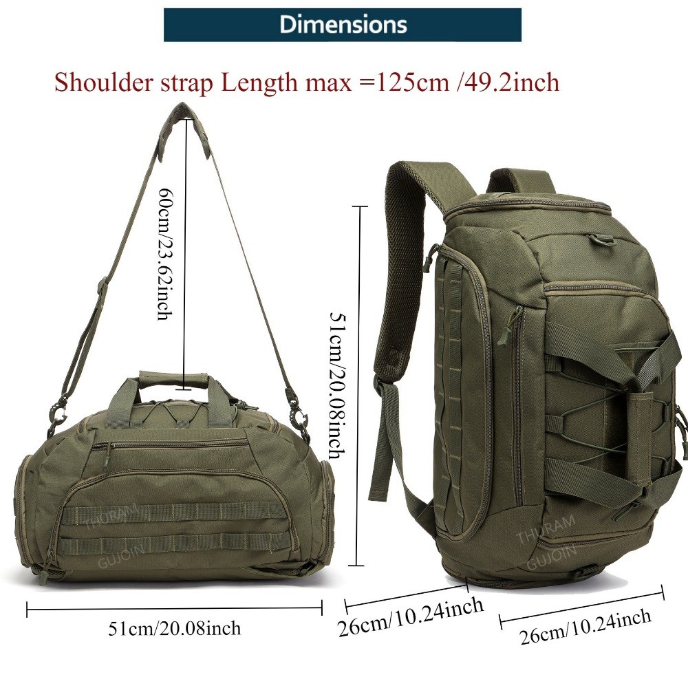 3-in-1 ยุทธวิธีกระเป๋าเป้สะพายหลังช่องรองเท้าเปิดประทุน Duffel กระเป๋าสะพายสําหรับผู้ชายผู้หญิง WeekenderTravel Overnight กระเป๋า ราคา ถูกที่สุด ดีลบีเคเค แกลเลอรีภาพที่ 3