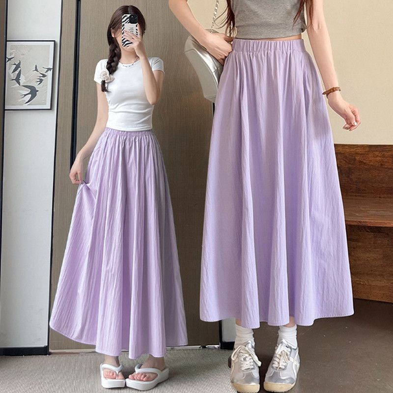 ✨【Ship within 24h】กระโปรงเอวสูงสำหรับผู้หญิง ปี  สไตล์ฤดูร้อน ผ้าไหมน้ำแข็ง สวมใส่สบายและคล่องตัว มีสต็ockพร้อมจัดส่ง