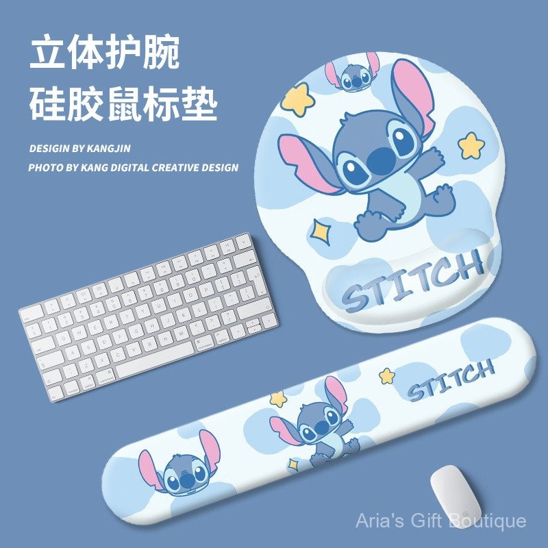 แผ่นรองเมาส์การ์ตูนลิโลและสติทช์ 3D ซิลิโคนรองข้อมือสำหรับคีย์บอร์ด รองรับข้อมือยาวสำหรับสาวๆ สำนักงาน รองรับข้อมือแบบนุ่ม