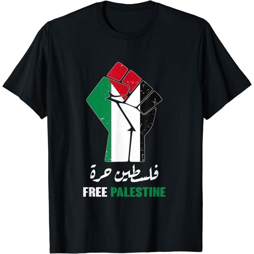 เสื้อยืดพิมพ์ลายคอกลมผ้าฝ้ายสําหรับผู้ใหญ่ Palestine ฟรี Gaza