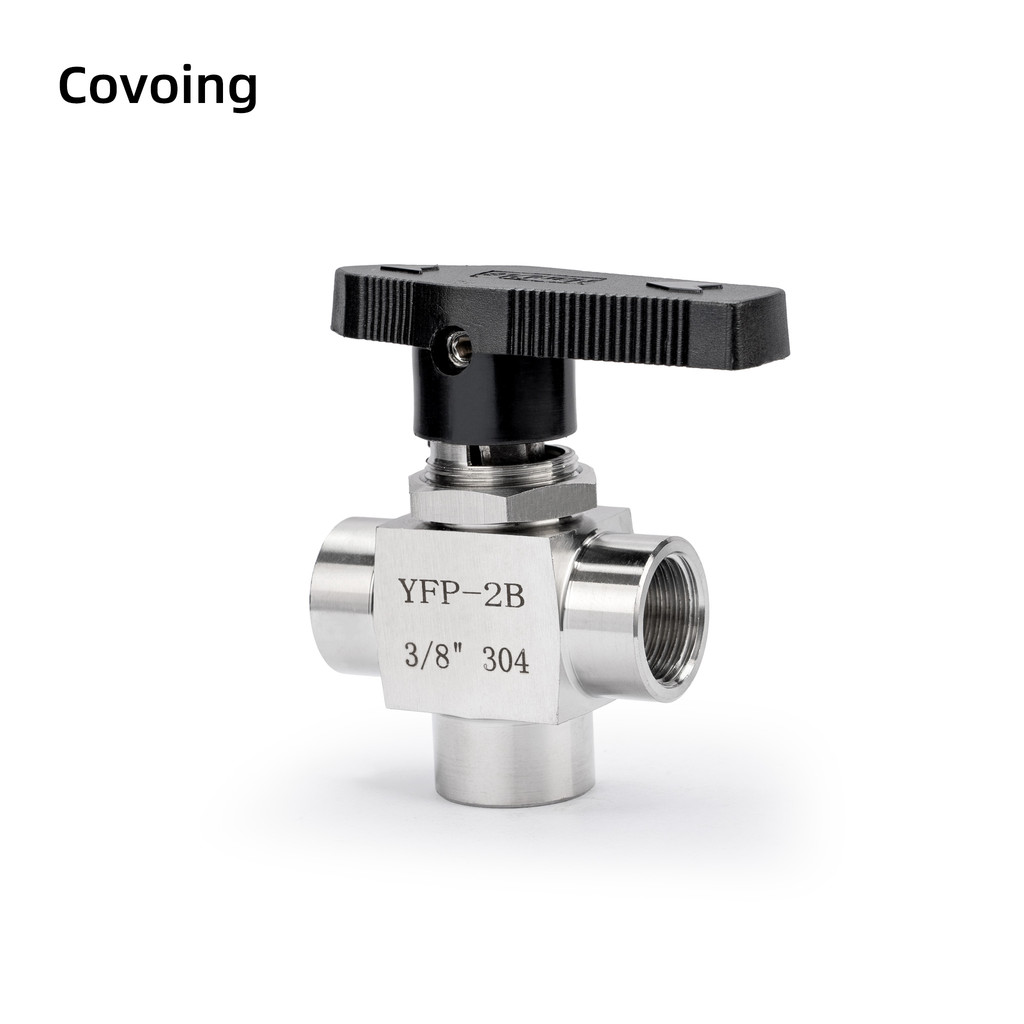 Covoing tee ball valve โค้ก บอลวาล์ว 3 ทาง 304 สแตนเลส บีเอสพีพี วาล์วเกลียวหญิงสําหรับน้ํา