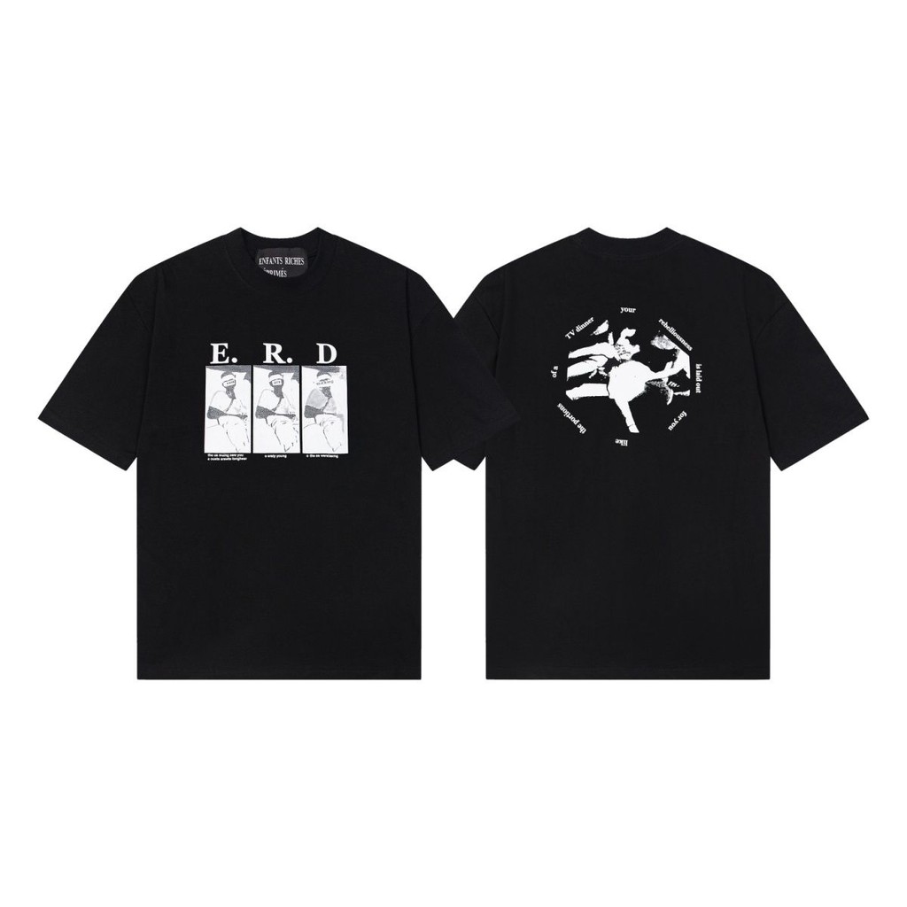 ERD Melanchon Fu รุ่นที่สองยุโรปสไตล์อเมริกัน Street สวมใส่หลวมสบายๆพิมพ์รอบคอแขนสั้นเสื้อยืด