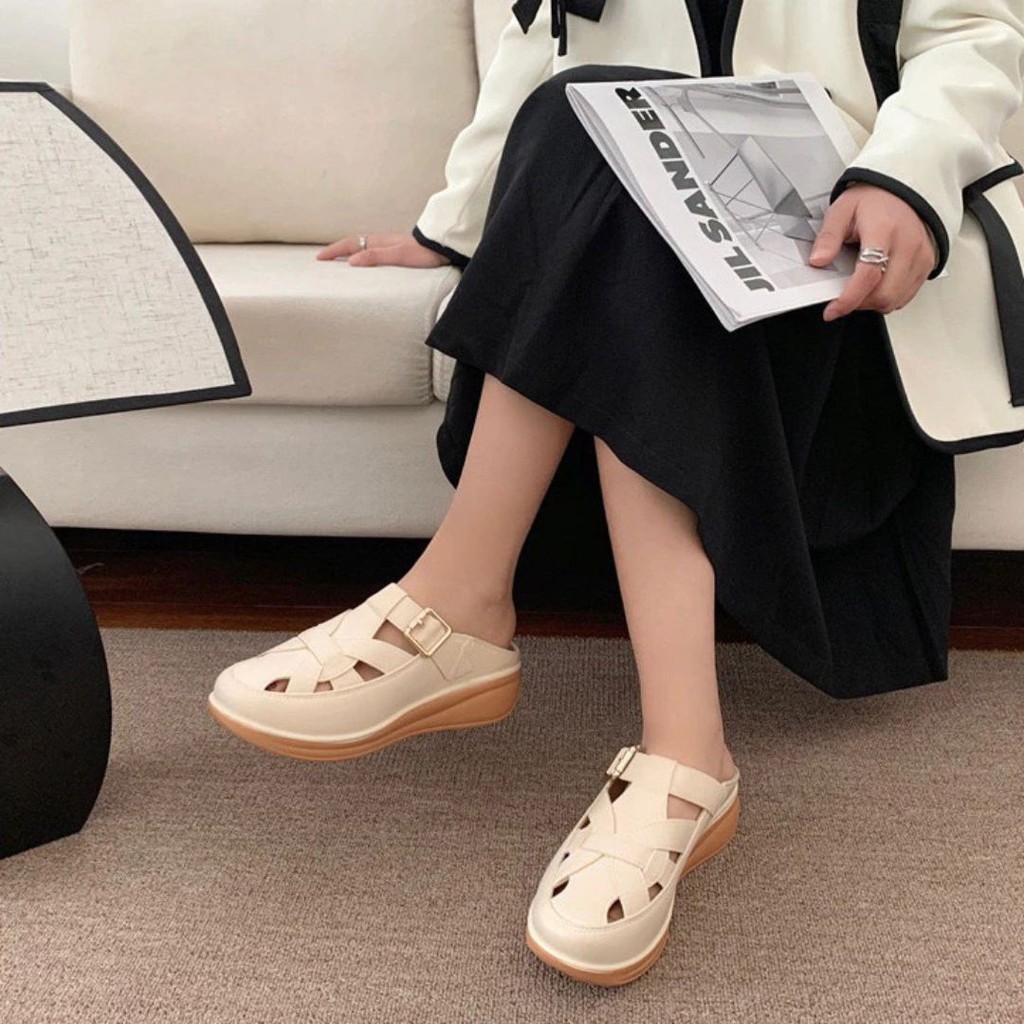 รองเท้าผู้หญิง เสริมส้น5ซม. รองเท้าแฟชั่นสไตล์เกาหลี กันลื่อน พื้นนุ่ม EVA สวมใส่สบาย - รูปที่ 3