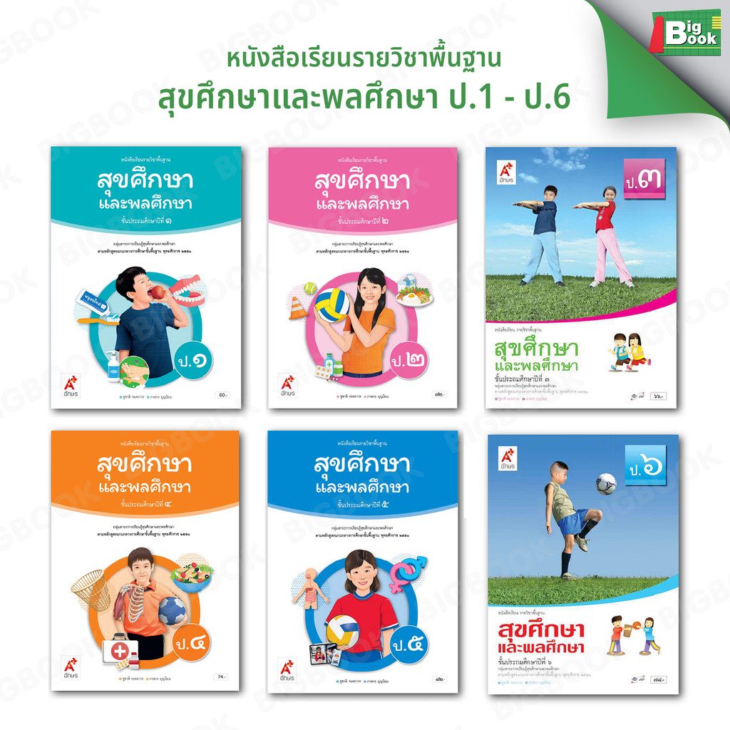 หนังสือเรียน รายวิชาพื้นฐาน สุขศึกษาและพลศึกษา ป.1-ป.6  อักษรเจริญทัศน์  #อจท