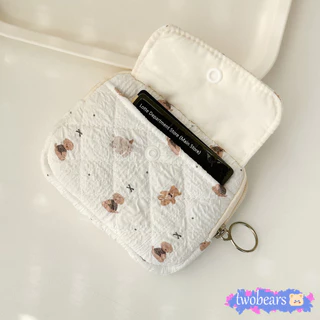 🌈พร้อมส่ง กระเป๋าใส่เหรียญลายดอกไม้การ์ตูน, กระเป๋าเก็บผ้านวมน่ารักมัลติฟังก์ชั่นแบบพกพา