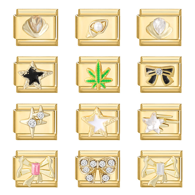 สร้อยข้อมือเสน่ห์อิตาลี 9 มิลลิเมตร แพทช์ด้านล่าง ลิงค์พอดี ทําเอง ผีเสื้อและดอกไม้ อุปกรณ์ย้อนยุคโมดูล - รูปที่ 2