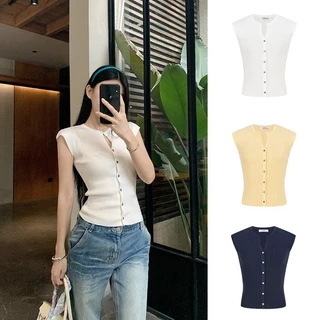 MOSESQUEEN มอสสควีน โดปามีน เสื้อแขนสั้นถักกันหนาว 2025 ฤดูร้อนแฟชั่นผู้หญิงบางด้านบนเซ็กซี่ชุดสาวร้อน #59818