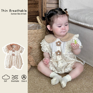 เสื้อผ้าเด็กคุณภาพสูงฤดูร้อนใหม่สาวบอดี้สูทแขนสั้น 0-24 เดือนน่ารักสุดน่ารักผ้าฝ้ายดอกไม้สไตล์เจ้าหญิง ชุดรอมเปอร์ ออกนอกบ้าน เสื้อผ้า