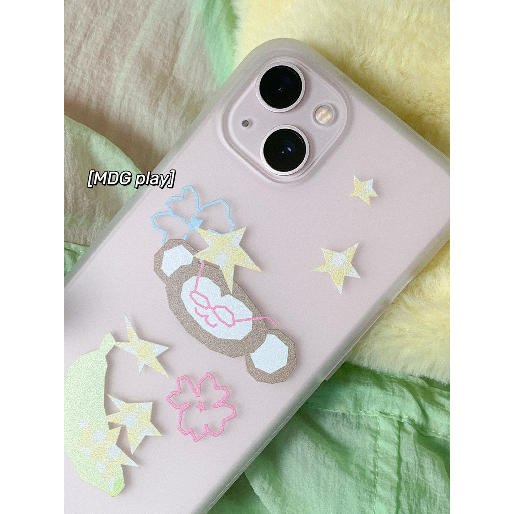 แอปเปิ้ลสไตล์เกาหลี อิน ซอก ออกแบบน่ารักการ์ตูนมือวาดลิงดาวกล้วยภาพประกอบเคลือบใสสีขาวกรณีโทรศัพท์16โปรแม็กซ์/15มือโปร/14/13/12/11นุ่มกรณีป้องก - รูปที่ 6