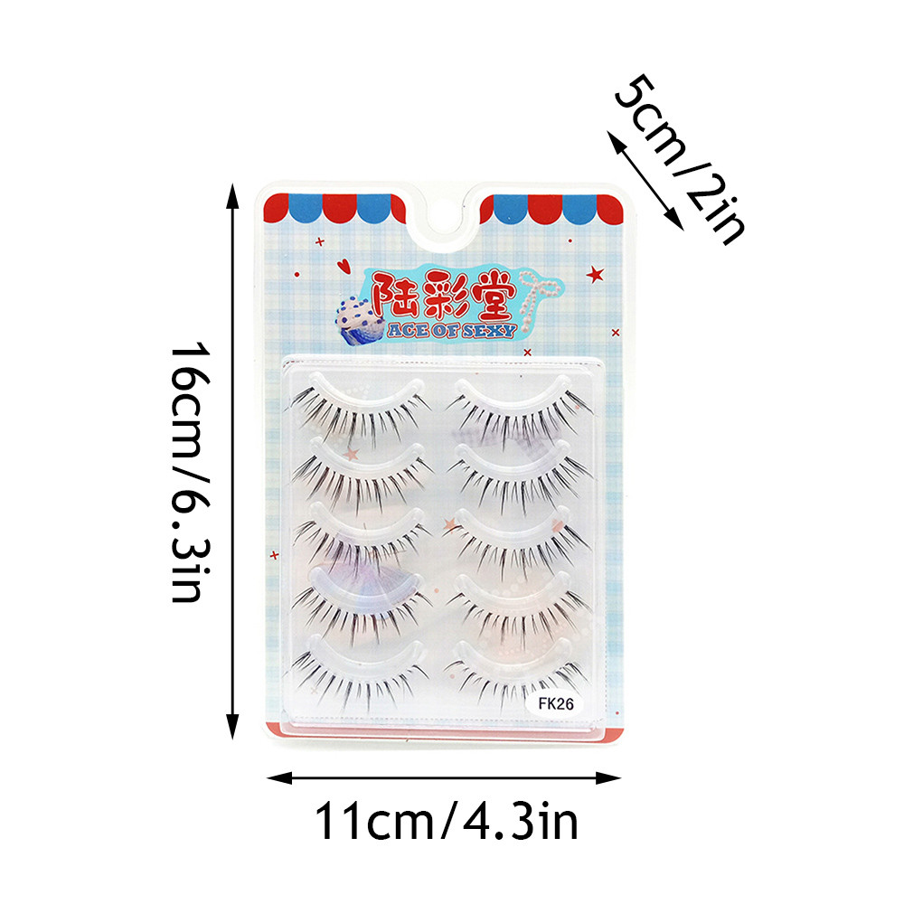 NewFK26 5 คู่ขนตาปลอม Cross Transparent Strip ยาวมังงะธรรมชาติ Big Eyes Lash Extension - รูปที่ 6