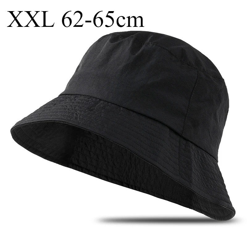 หมวกบักเก็ตแห้งเร็วขนาดใหญ่ XXL สีดำสำหรับคนหัวใหญ่ รุ่นระบายอากาศและกันแดด ขนาด 62-65 ซม.