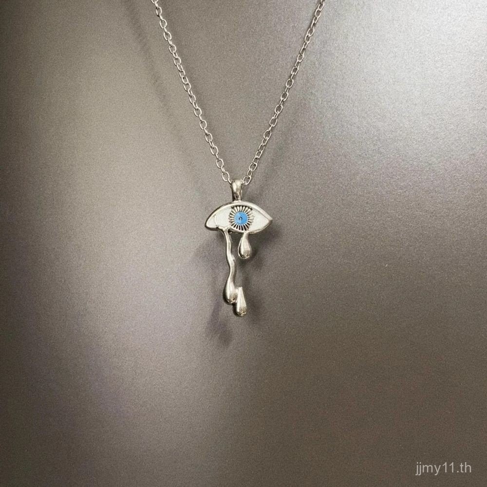 [ในสต็อก + จัดส่งฟรี] สร้อยคอรูปน้ำตาปีศาจสีขาววินเทจ SSW6