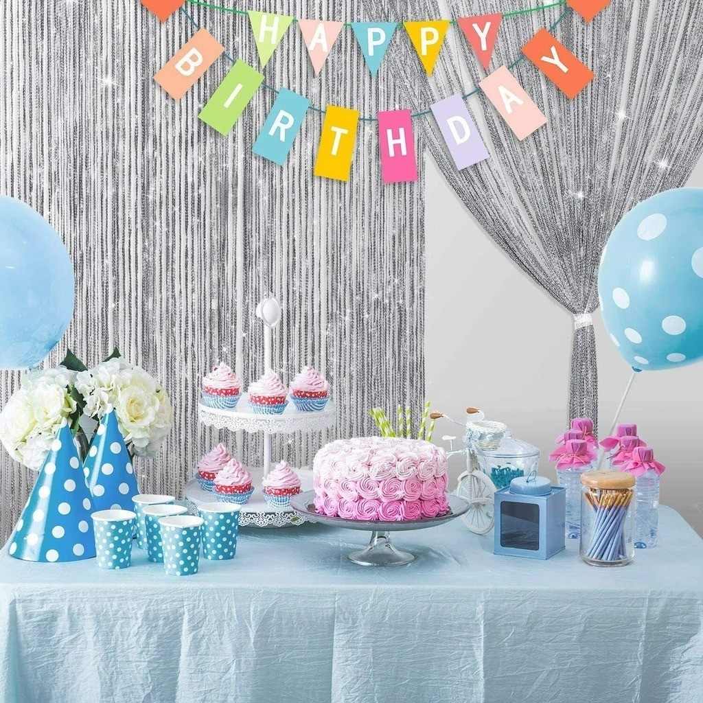 แนะนำ ผ้าม่าน *พร้อมส่ง* มู่ลี่ประตู ม่านตกแต่ง ม่านเส้น ผ้าม่านเส้นผสมดิ้นเงิน ผ้าม่านตีนตุ๊กแก ขนาด 100x200 (6 สี) ราคาพิเศษ มีเก็บเงินปลายทาง