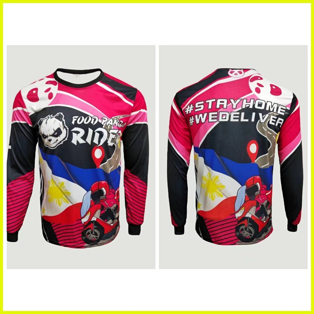 ◸ ◨ ◾ NSL FOOD PANDA RIDER รถจักรยานยนต์เสื้อยืดแขนยาวชุดแข่งผู้ชายแขนยาว #23001
