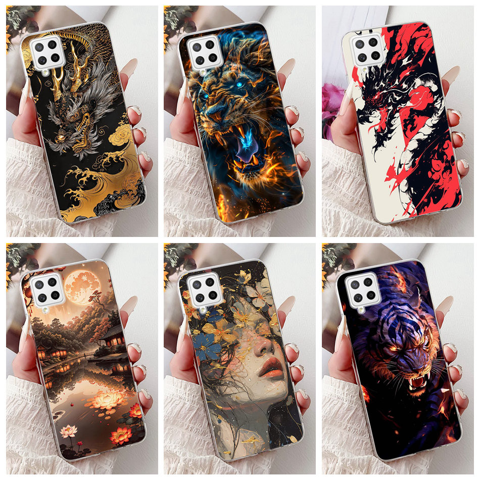 สําหรับ Samsung Galaxy A22 4G SM-A225F / A22 5G SM-A226B ใหม่ Cool Dragon ทาสีซิลิโคนนุ่ม TPU เคสโทรศัพท์