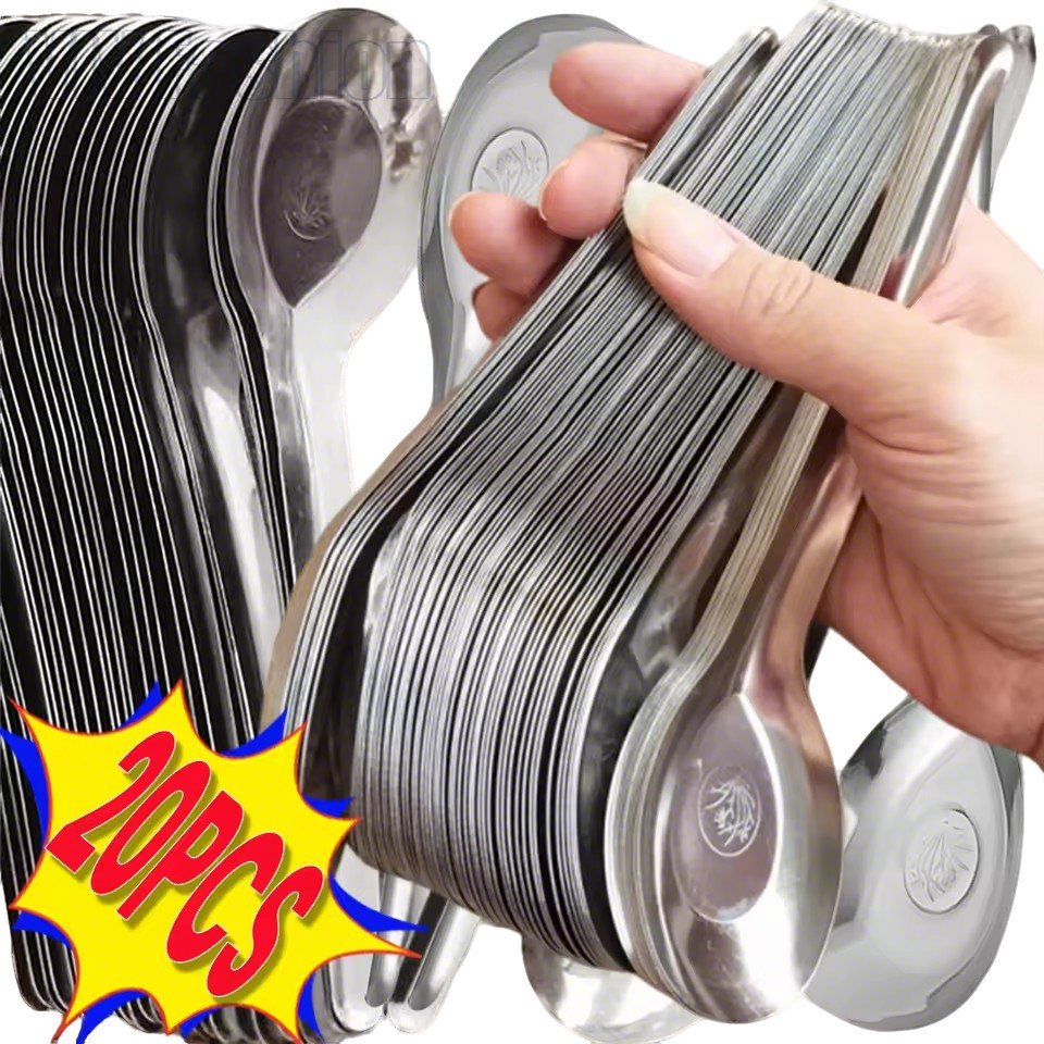 5/10/20/30 ด้ามยาวแตงโมช้อน-ครัวเรือนช้อนซุป-สแตนเลสด้านล่างแบน ดาลติก รูปหลายเหลี่ยม ช้อน