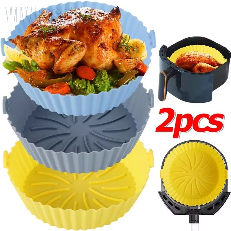 1/2PCS ซิลิโคน Air Fryer Liner-พิซซ่าไก่ทอดถาด-ทนความร้อนReusable Non-Stickตะกร้า-สําหรับครัวทําอาหาร,เบเกอรี่