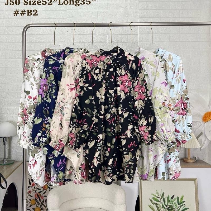BLOUSE HANIS BLOUSE BEACH BAJU KAMEJA BUTANG ฟรีไซส์ F/J50