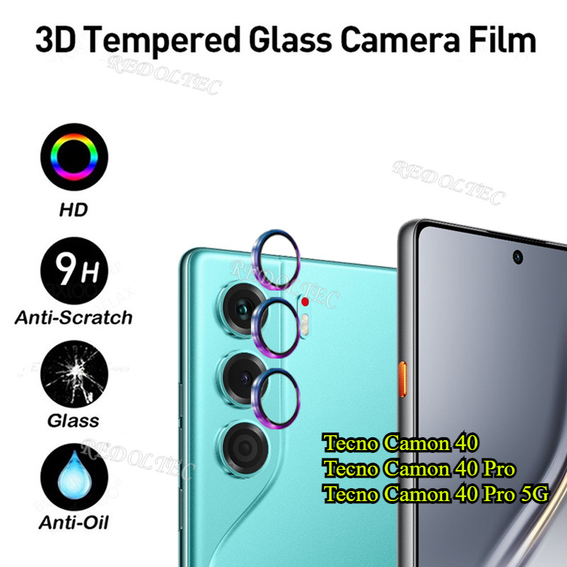 Tecno Camon 40 40Pro 4G 5Gแหวนโลหะกล้องเลนส์ป้องกันTecno Camon 40 Pro 5G Camon40 Proกระจกนิรภัยคลุมท