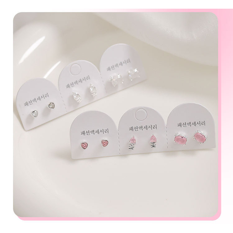 ใหม่สไตล์สีชมพูเพทายประณีตเงินเข็มต่างหูหวานขนาดเล็กสำหรับหญิงเรียบง่ายทุกวันและแข่งขันขายส่ง - รูปที่ 7