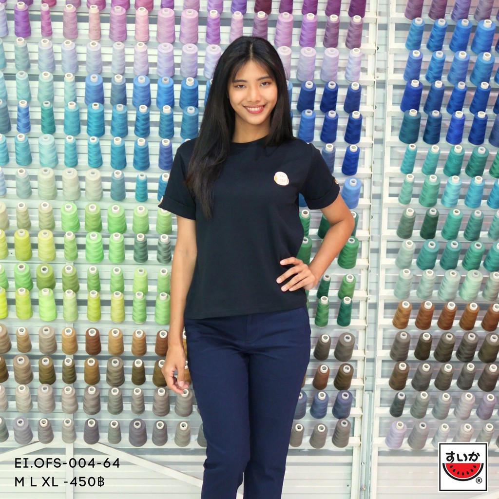 เสื้อแตงโม (SUIKA) –  เสื้อยืดคอกลมแขนสั้นเบิ้ลปลายแขน ผ้าอินเตอร์ล็อก ลายปัก ( EI.OFS-002 003 004 006 007 ) ราคา ถูกที่สุด ดีลบีเคเค แกลเลอรีภาพที่ 2
