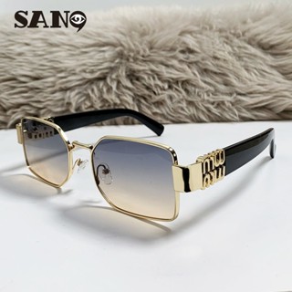 กระจกใหม่ แว่นตากันแดดทรงสี่เหลี่ยมโลหะแฟชั่นความรู้สึกสูงสไ…