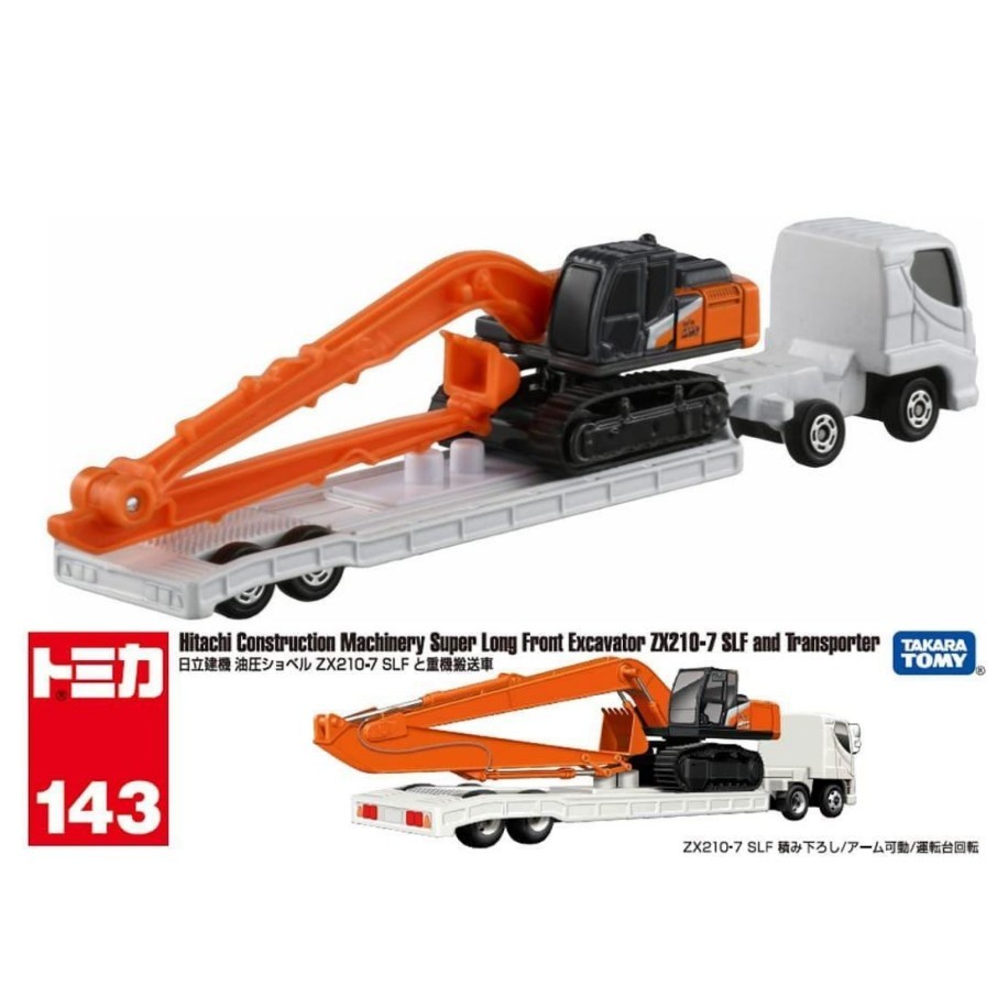 LB Long Tomica 143 🌱 Hitachi Excavator ZX210-7 SLF Equipment Transport ใหม่ในซีล