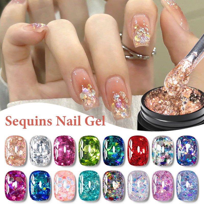 MTSSII 8ml เลื่อม Glitter เล็บเจลเงา Soak Off UV เจลเคลือบเงา DIY เล็บเล็บ