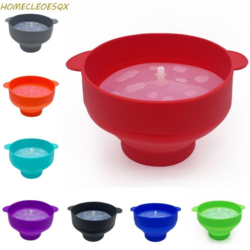 HOMECLEEOESQX ไมโครเวฟ Popcorn Bowl Bucket, ซิลิโคน Red Popcorn Maker พร้อมฝาปิดชิป, Popcorn Popper DIY ปลอดภัยพับผลไม้จานครอบครัว
