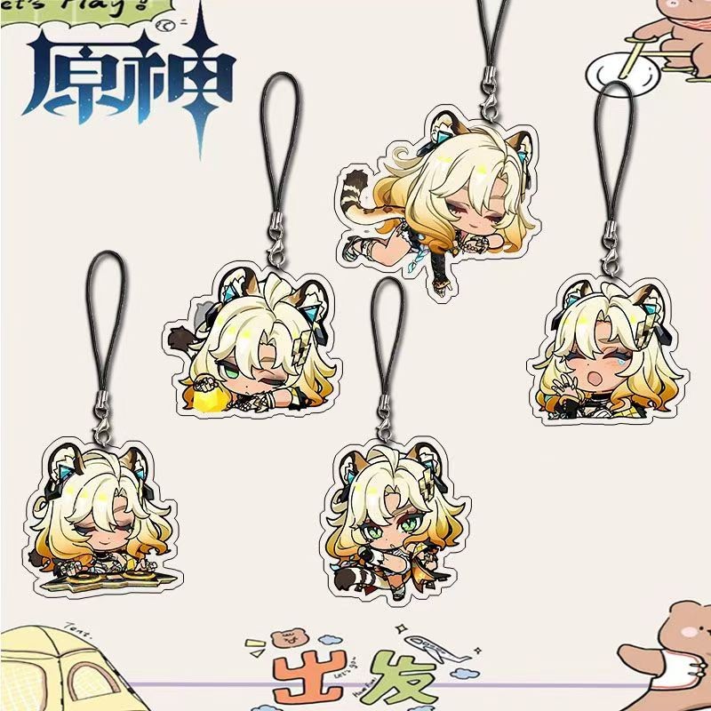 Genshin Xilonen การ์ตูนอะนิเมะจี้พวงกุญแจรถ Key Chain แหวนกระเป๋าโทรศัพท์แขวนของขวัญ