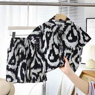 ชุดเด็กใส่สบาย ชุดเซ็ตเสื้อ+กางเกง เหมาะ สำหรับเด็กชาย ชุดวันหยุดพักผ่อนชายหาดพิมพ์ลาย เหมาะสำหรับเด็ก เนื้อผ้าดี "DA-G"