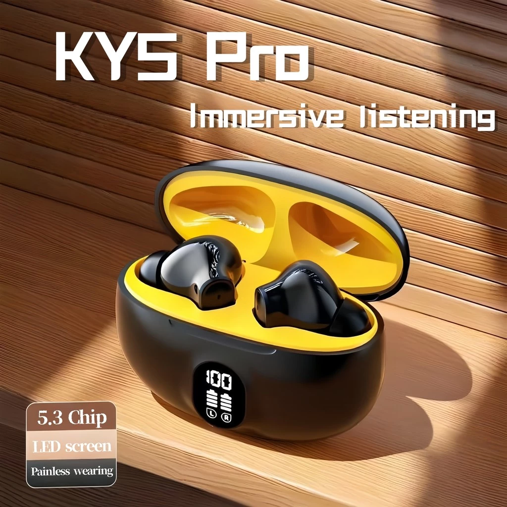 หูฟังไร้สาย KY5 Pro บลูทูธในหูพร้อมไมโครโฟนในตัว รองรับการโทรและการสัมผัส เข้ากันได้กับระบบหลาย