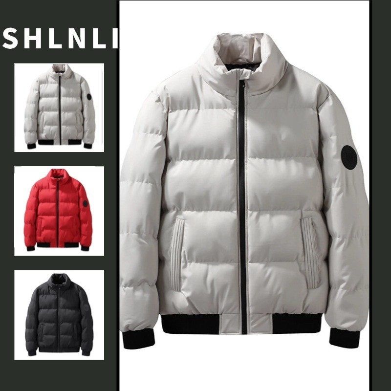 เสื้อผู้ชายนอกแบบอเมริกันสำหรับฤดูใบไม้ร่วงและฤดูหนาว สีทึบ มีซิปและกระเป๋า ทำจากผ้าฝ้าย