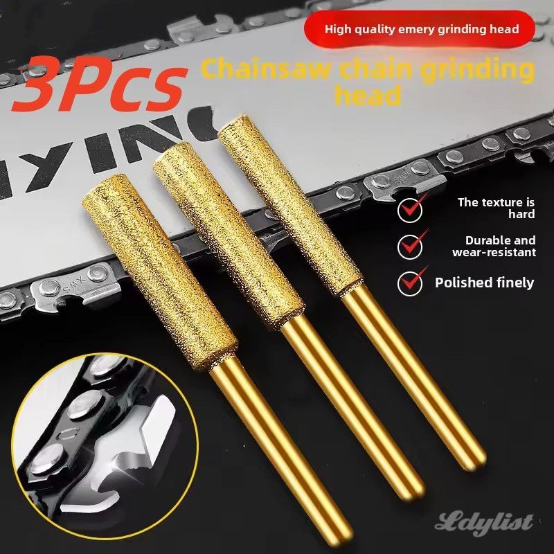 เครื่องลับโซ่เลื่อยยนต์ 3 ชิ้นพร้อมเพชร ขนาด 4/4.8/5.5 มม. เครื่องลับโซ่เลื่อยยนต์พร้อมเพชร เม็ดทรายเคลือบไททาเนียม