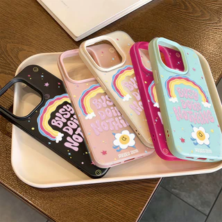 เคสมือถือ For iPhone 16 Pro Max เคสนิ่ม TPU สีลูกกวาด ดอกไม้สีรุ้ง👉For iPhone 11 15 14 13 12 Pro X XS max XR 7 8Plus เคส