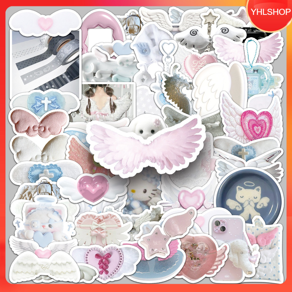 🍁YHL🍁พร้อมส่ง 50แบบ สติกเกอร์ ปีกนางฟ้า การ์ตูน Angel wing cartoon style Coquette Dollette sticker