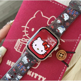 สายรัดใส TPU เหมาะสําหรับสมาร์ทวอทช์ซีรีส์ 10/9/8/7/6/5/4/3/2/1 แมว KT การ์ตูนน่ารักเหมาะสําหรับ iwatch49/46/45/44/42/41/40/38 มม.