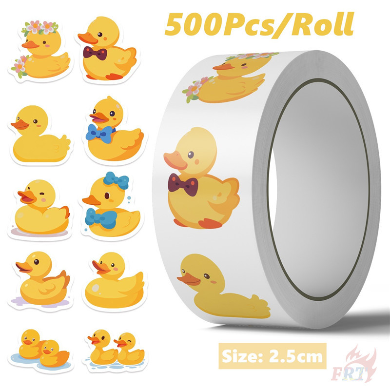 ❉ คิวเป็ดเหลือง . สติ๊กเกอร์รางวัลเด็ก ❉ 500 ชิ้น/ม้วน DIY ไดอารี่ Scrapbooking ป้ายซีล Decals