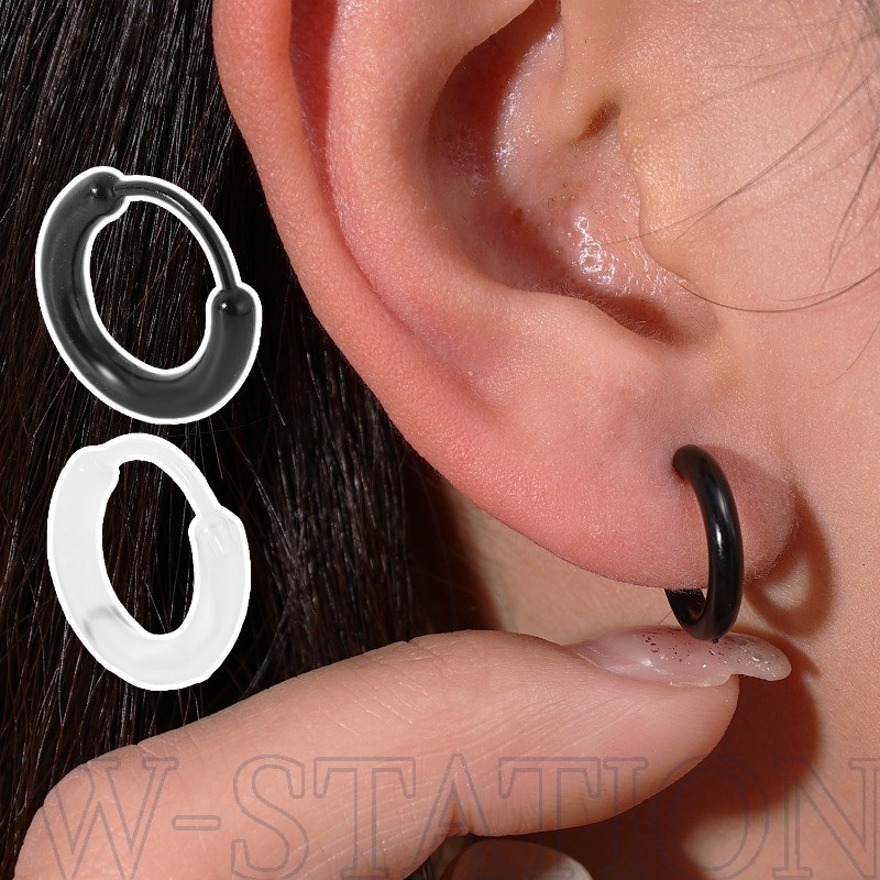 10-30ชิ้นต่างหูห่วงเรซิ่น-แฟชั่น,เรียบง่าย,อเนกประสงค์-อุปกรณ์เครื่องประดับ-สีดํามินิรอบวงกลมต่างหู-สําหรับผู้หญิงผู้ชายทุกวันสวมใส่
