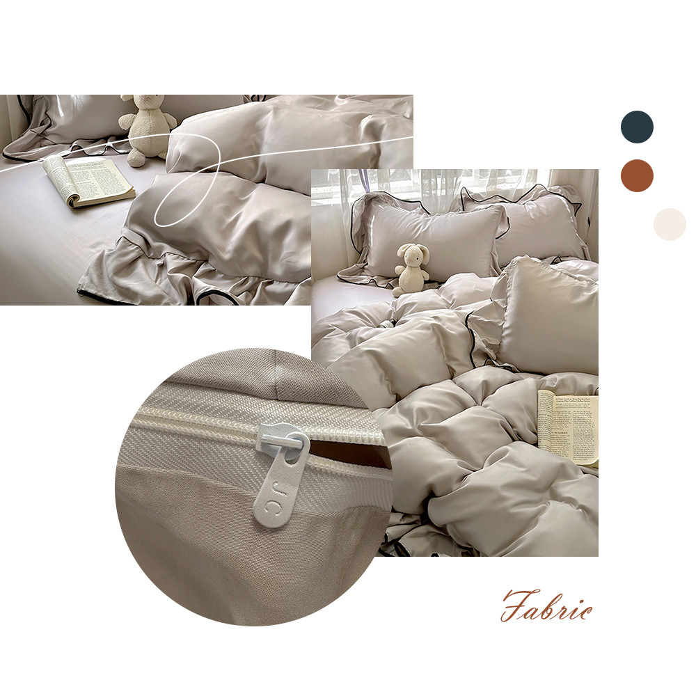 3/4ชิ้น ชุดผ้าปูที่นอน. ชุดผ้าปู ice silk cooling สีทึบ ผ้าปูที่นอน+ปลอกผ้านวม+ปลอกหมอน ลูกไม้ ไม่มีผ้านวม 3ฟุต 5ฟุต 6ฟุต - รูปที่ 4