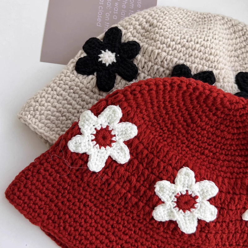 ร้านค้าไทย🔥หมวกบักเก็ตผ้าถักนิตติ้ง ลายดอกไม้ กันลมให้ความอบอุ่นแบบหนา แฟชั่นสไตล์เกาหลี ระบายอากาศได้ดี สําหรับผู้หญิง - รูปที่ 5