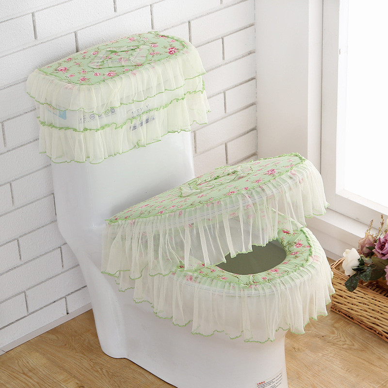 เบาะรองนั่งชักโครกชุดสามชิ้นในครัวเรือนซิปฝาครอบกันฝุ่น - รูปที่ 3