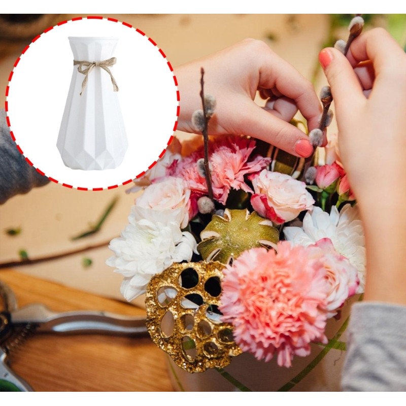 Stat 4 ชิ้นเซรามิคดูแจกันใส่ดอกไม้พลาสติกพร้อมความทนทานที่ไม่แตกหัก