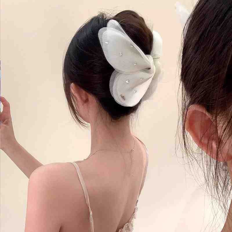 Tulle Butterfly Grab Clip Fantasy French Flash Diamond Gauze Hair Clip