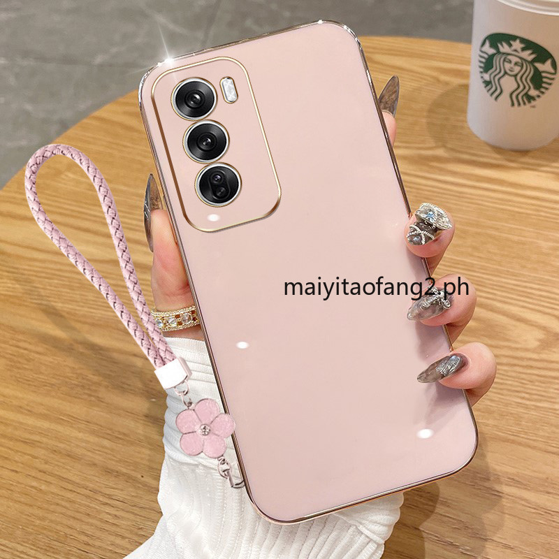 ปลอกสําหรับOppo Reno 12 5G Reno 12 F Reno12 Pro 5G 12Fเลนส์กล้องElectroplating Squareซิลิโคนป้องกันเคสโทรศัพท์ + ฟรีเชือกเส้นเล็ก 6DDD