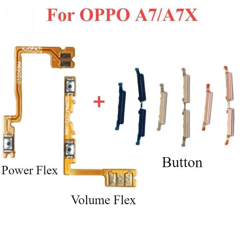 เปิดปุ่มปรับระดับเสียง flex สําหรับ OPPO A7 AX7 CPH1901 CPH1903 CPH1905 สายริบบิ้นปุ่มด้านข้าง