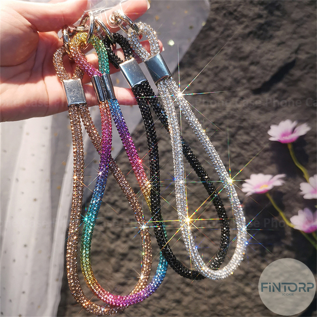 สายคล้องโทรศัพท์มือถือประดับเพชรเทียมแบบสั้น สายคล้องข้อมือแฟชั่นแบบเรืองแสง ป้องกันการแตก ป้องกันการตกหล่น