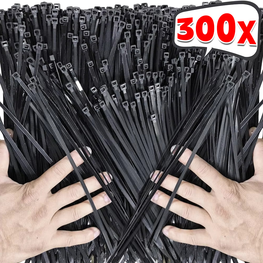 Weatherproof Cable Ties พร้อมกลไกล็อคตัวเอง - 300PCS 3mmx150mm สายรัดไนลอน, กระชับปราศจากความเสียหายสําหรับสายไฟ/ไฟเบอร์ออปติก