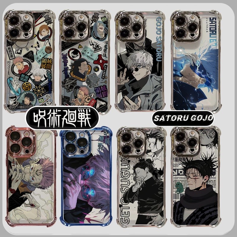 SAMSUNG เคสโทรศัพท์สําหรับSamsung Galaxy S25 edge S24 S23 Ultra Plus S24FE S23FEเคสโทรศัพท์Jujutsu Kaisen Gojo SatoruถุงลมนิรภัยอะนิเมะชุบAnti Fall Soft Cool Clear Electroplated